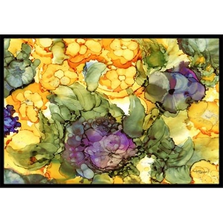 Carolines Treasures Carolines Treasures 8958JMAT Abstract Flowers Purple & Yellow Indoor or Outdoor Mat; 24 x 36 in. 8958JMAT